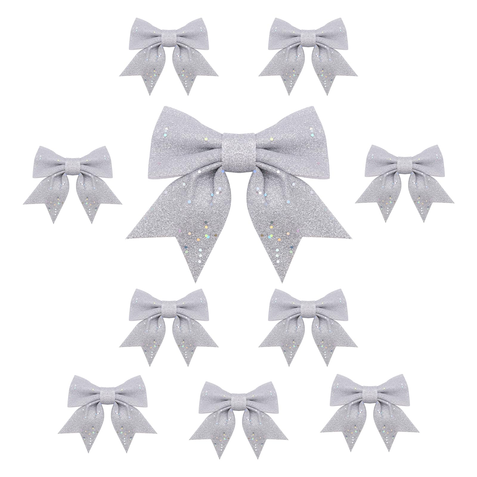 Topways 10PCS Christmas Decorations, Silver Sequin Bow Ties, Xmas Ornaments for Home Party 5.6in