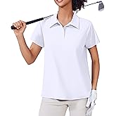 PINSPARK Women's Golf Shirt UPF 50+ Polo Shirts Short Sleeve Tennis Tops Collared with 3 Button Athletic T Shirt