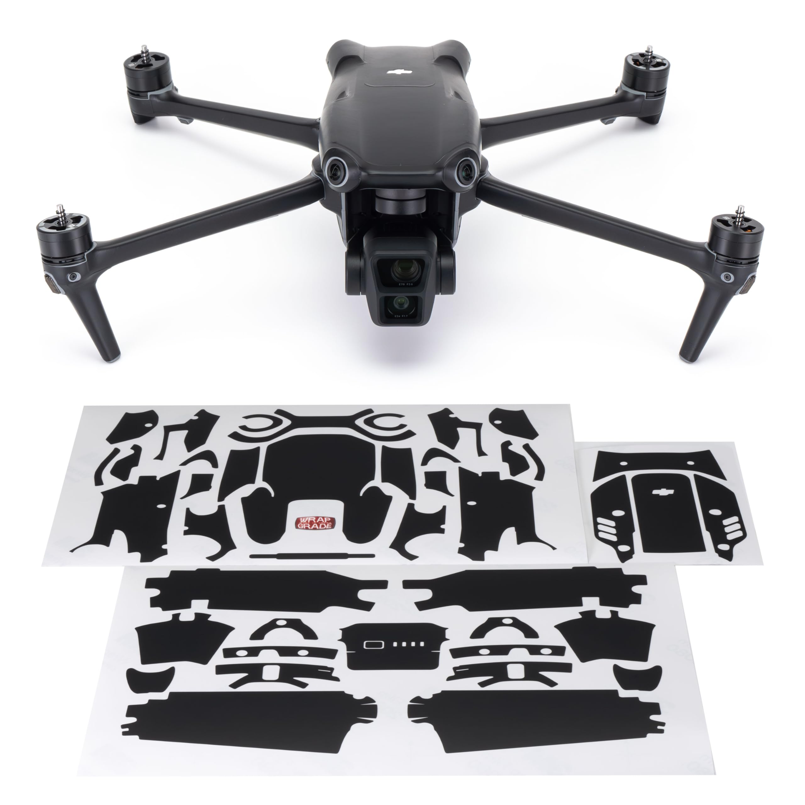 WRAPGRADE Skin Stickers compatible with DJI Air 3 | Full Wrap Set (STEALTH BLACK)
