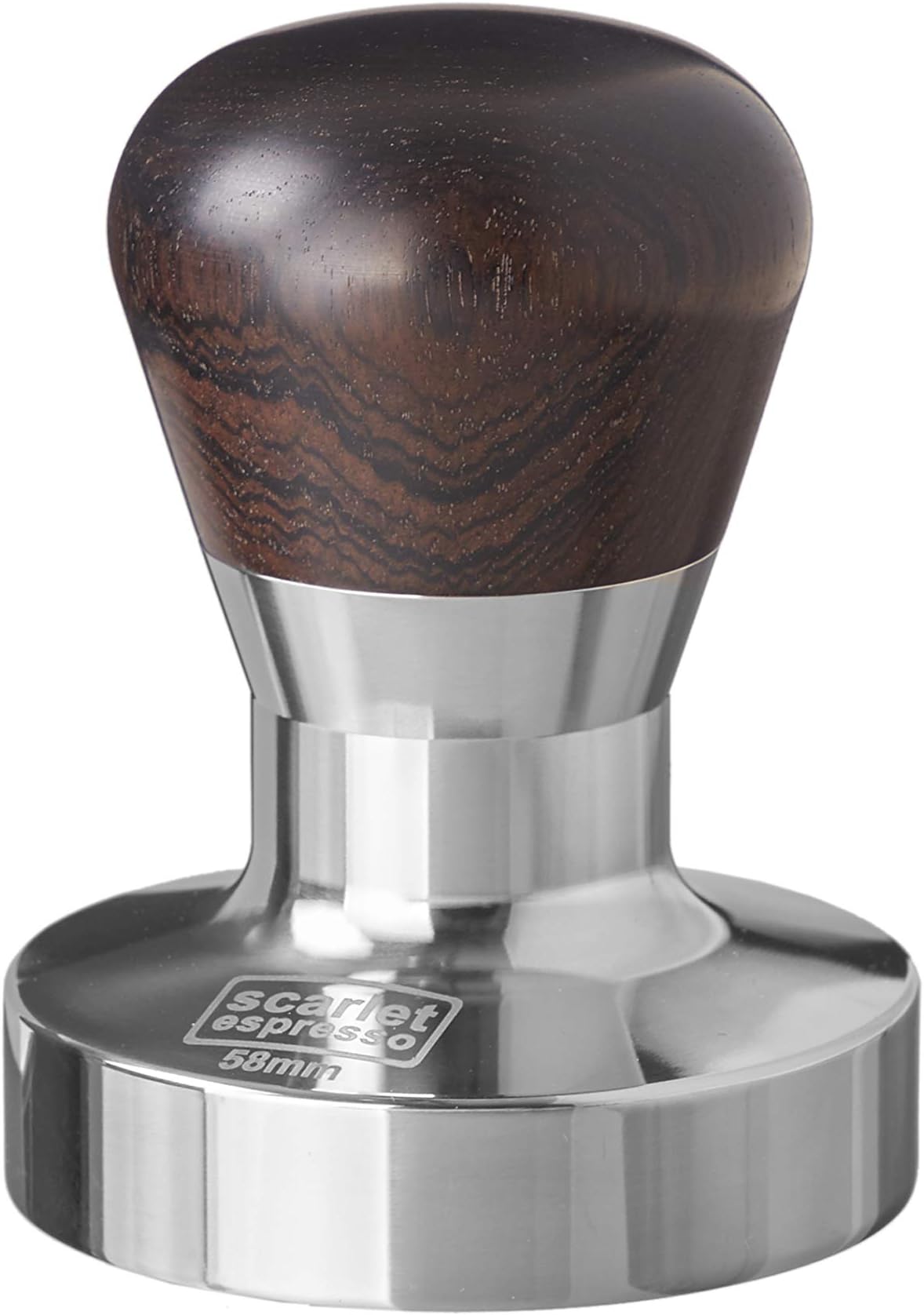 Scarlet Espresso Passion Tamper for Barista; with Ergonomic PVC or Precious Wood Handle of Choice and Precision Stainless Steel Base (58 mm)