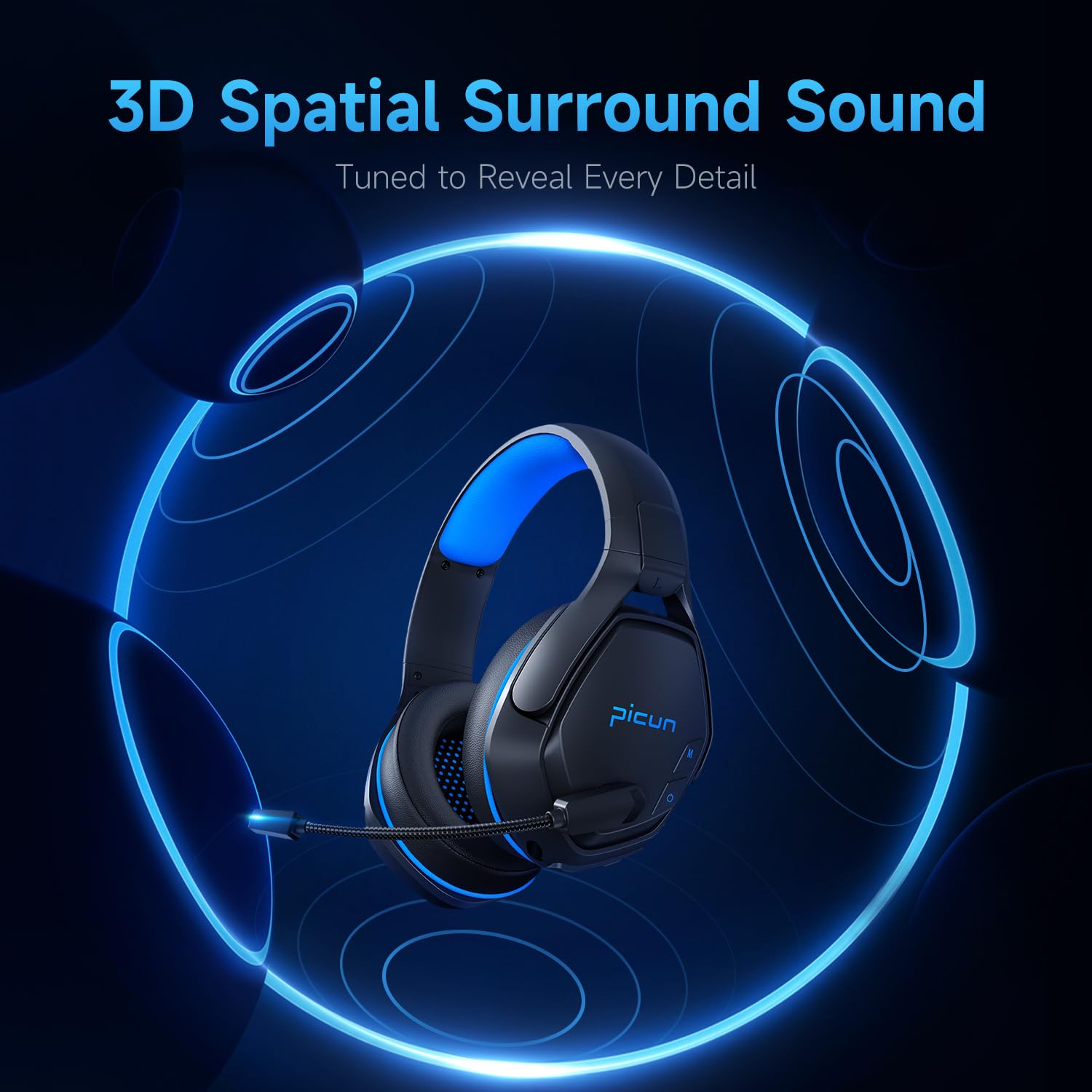 Wireless Gaming Headset, 2.4GHz USB Gaming Headphones for PC PS5 PS4 Mac Switch with Bluetooth 5.2, 100H Battery, ENC Noise Canceling Mic, RGB Light, 3.5mm Wired Jack for Xbox Series