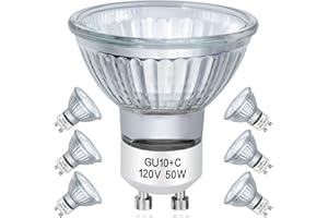 YBEK GU10 Halogen Light Bulbs 50W 120V MR16 Dimmable for Track,Recessed,Accent Lighting,Ceiling Light,Scent Wax Burner,Warm White(Pack of 6)