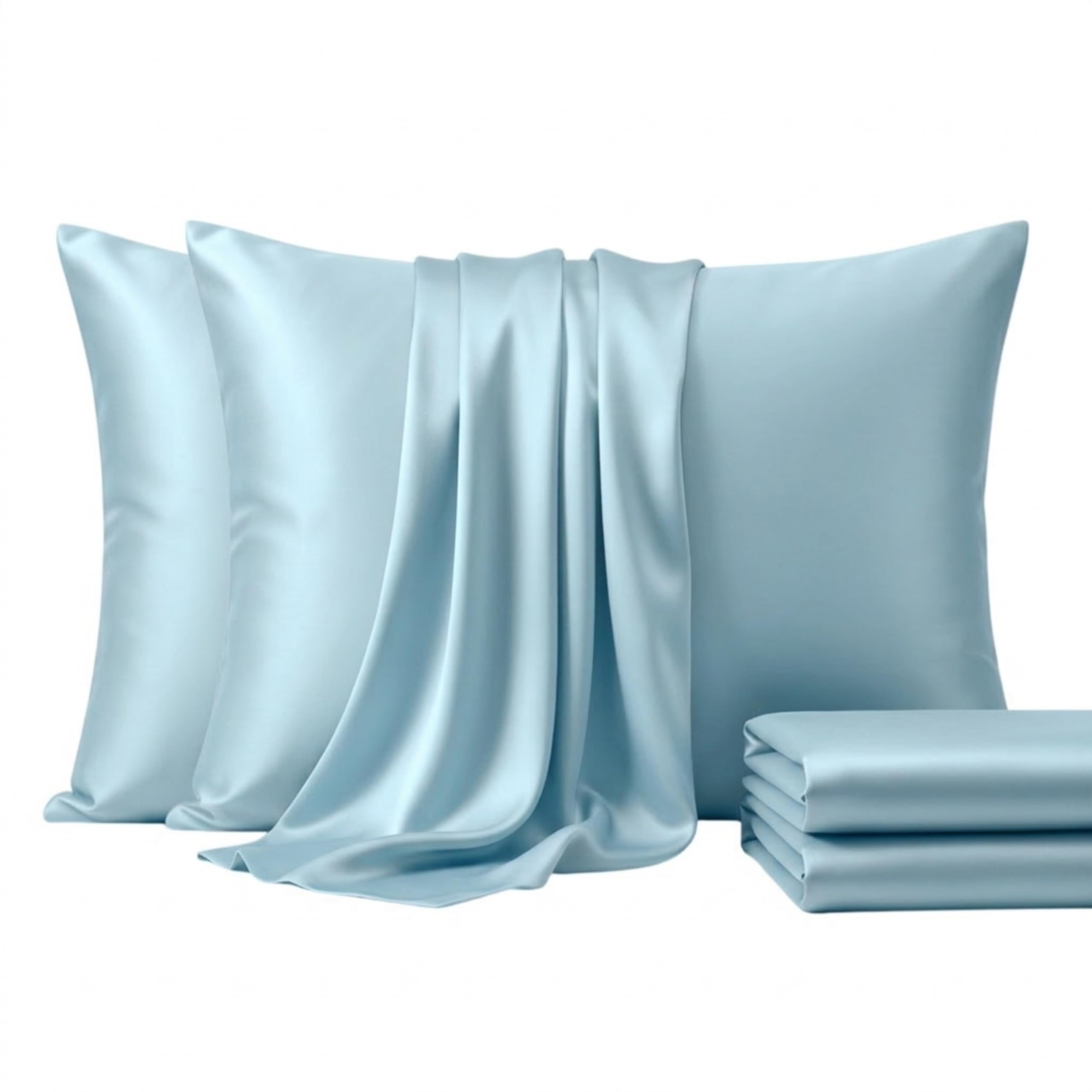 Brit Cotton TC 400 Thread Count Pillowcase with Envelope Closure, Breathable Plain Soft 100% Egyptian Cotton Pillow Covers, 2 Pack (50cmX75cm, Duck Egg) — image 1