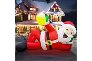EAONE 12FT Christmas Inflatable Outdoor Decoration, Christmas Blow Ups Yard Decorations Giant Inflatable Santa Claus Lying Flat with Built-in LED Lights for Yard, Garden, Lawn, Home Xmas Holiday Decor