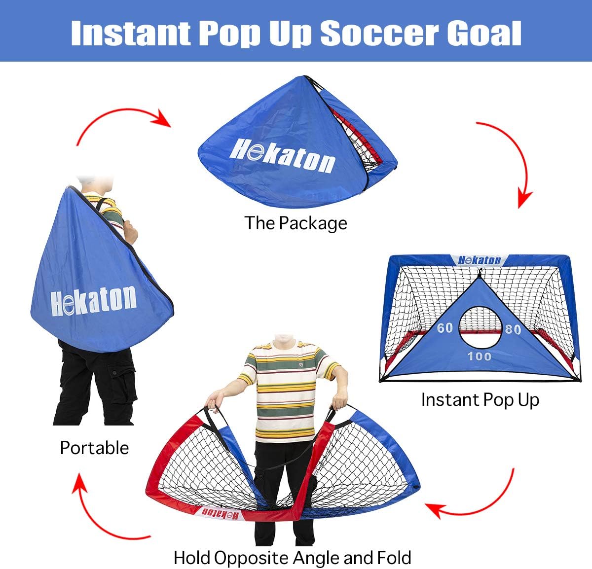 Hekaton Soccer Goals, Portable Soccer Goal for Kids for Backyard, Toddler Soccer Goal Set of 2 with Carry Case, 3.5'/ 5' x 3' : Sports & Outdoors