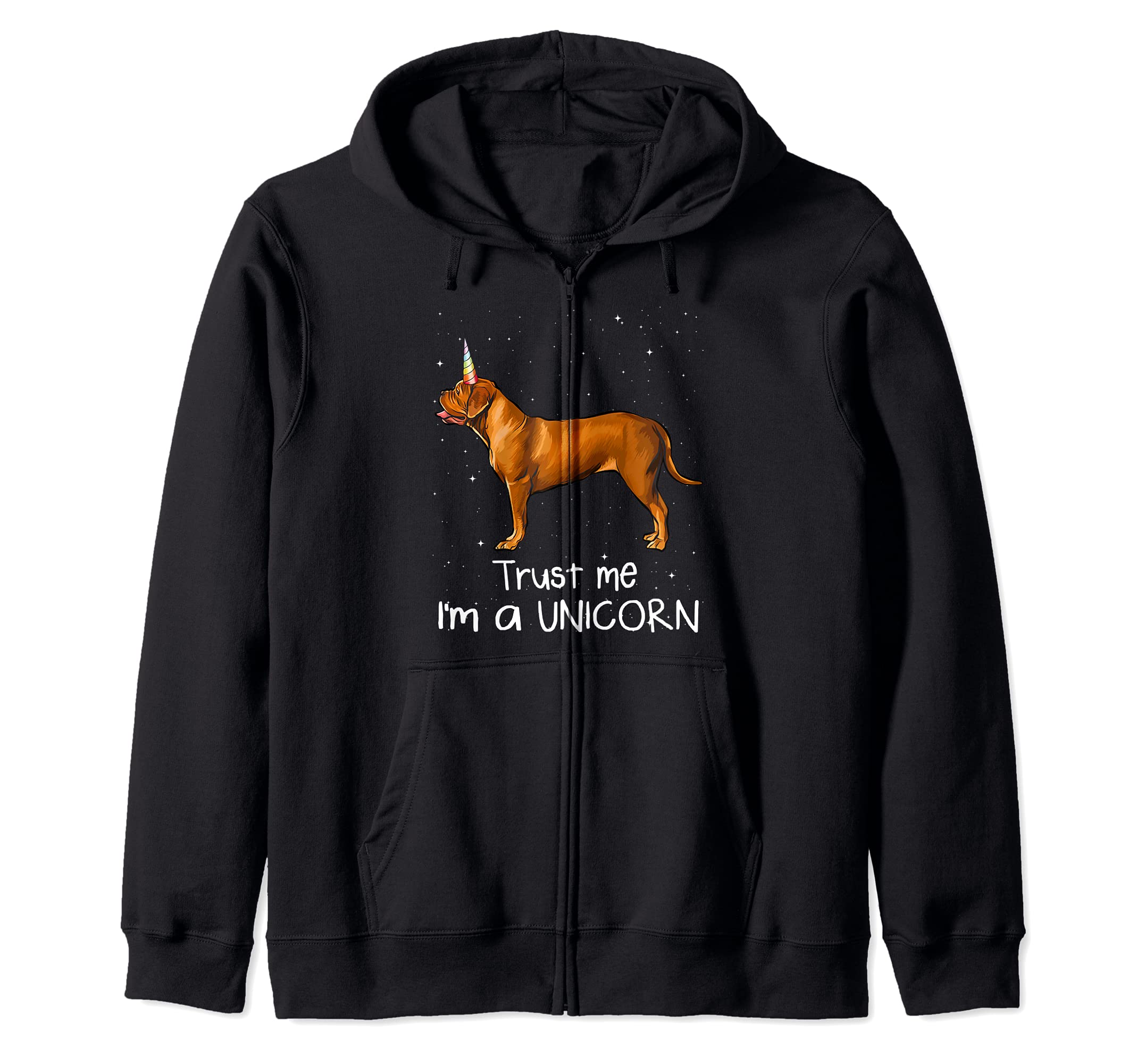 Funny Dogues de Bordeaux Trust Me I'm A Unicorn Dog Zip Hoodie