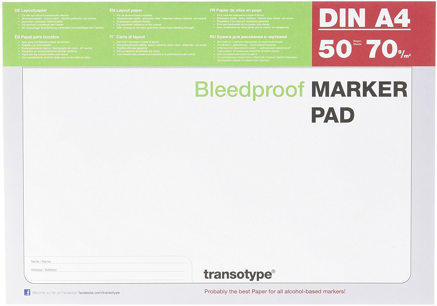 Copic Brand A4 Marker Pad, 50 Sheets, 70g Paper Weight, Art Supplies