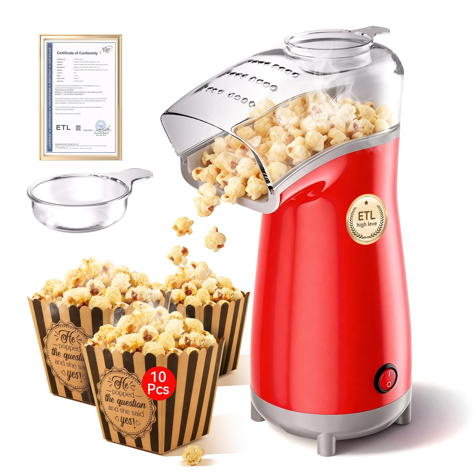 Photo 1 of NON-FUNCTIONAL, PARTS ONLY-----------------------5.0Health Upgrade - Popcorn Machine,Butter Melter.3-Minute Quick Po Pcorn Popcorn maker,Oil-Free And EasyTo Clean. Air Popcorn Machine - Perfect For Family Movie Nights And Kids' Parties, Bright red