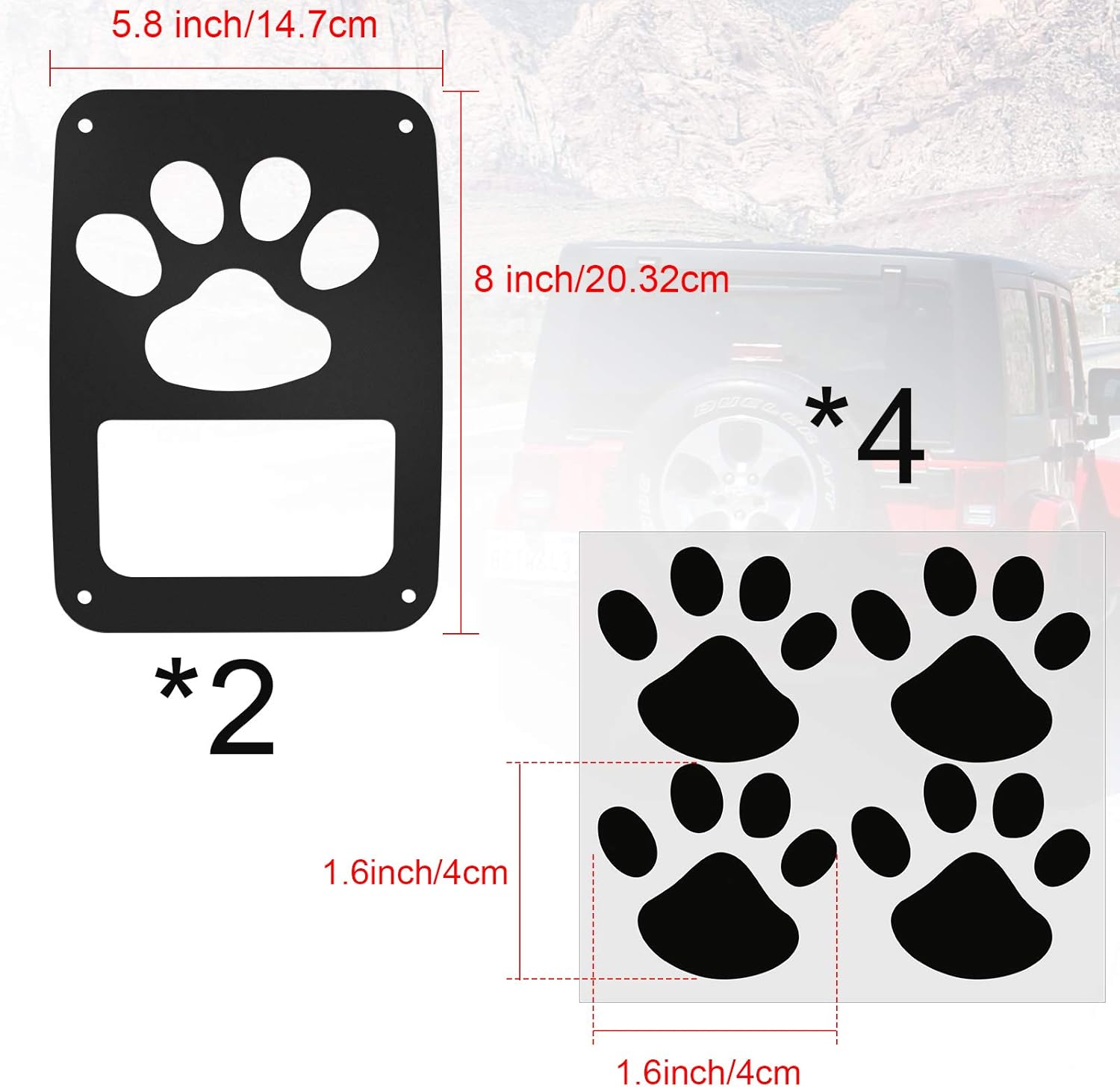 paw print tail light covers