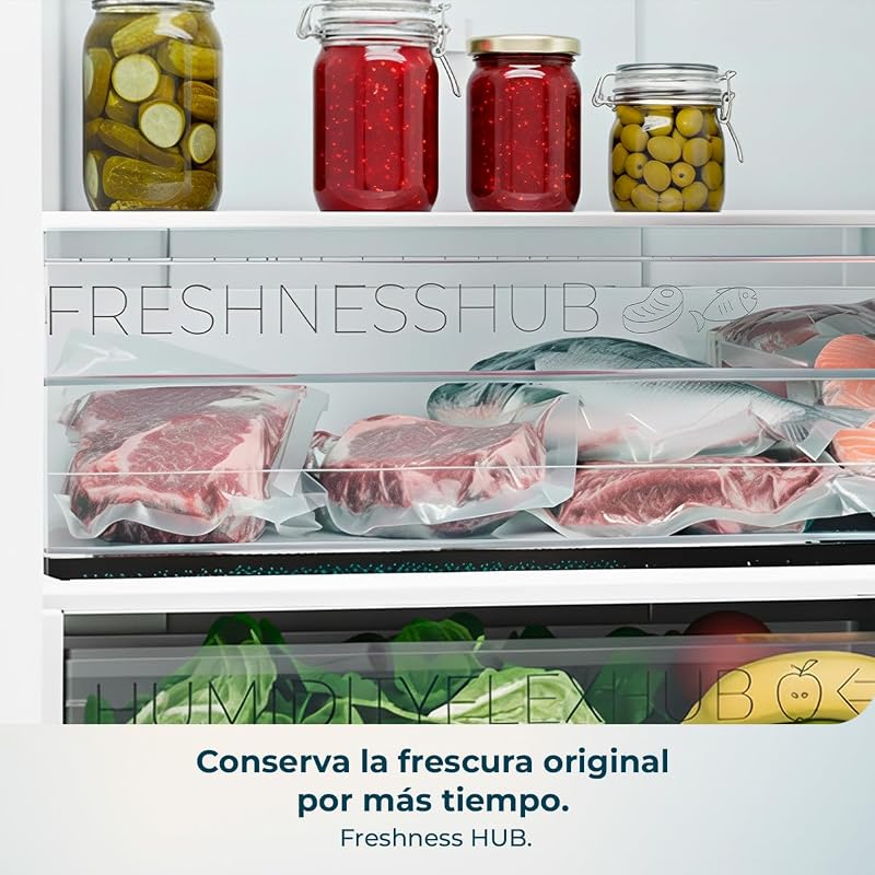 Bolero CoolMarket Combi 322i Dark D Combi Frigorífico 322L. 185,5cm de altura, 59,5cm de largura, Tecnologia Multi Airflow, HumidityFlex HUB, interior LED