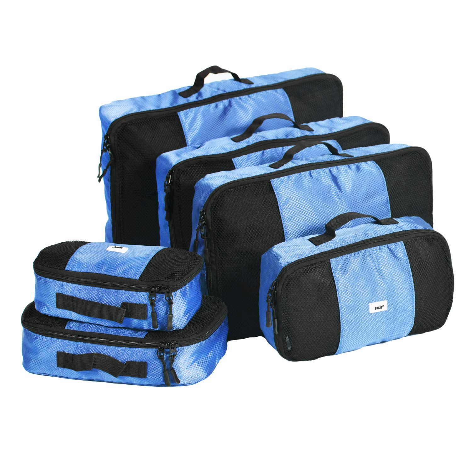 ANSIO Packing Cubes for Suitcase, Luggage Organiser Set, Travel Cubes, Suitcase Organiser bags, Value Set for Travel and Home Storage, Small, Medium, Large, XL - (6 Piece Set) - Blue