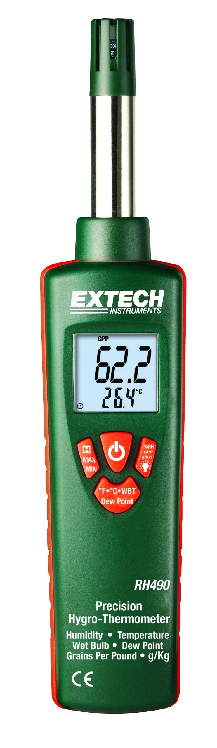 Extech RH490 Precision Hygro-Thermometer with Grains Per Pound Display