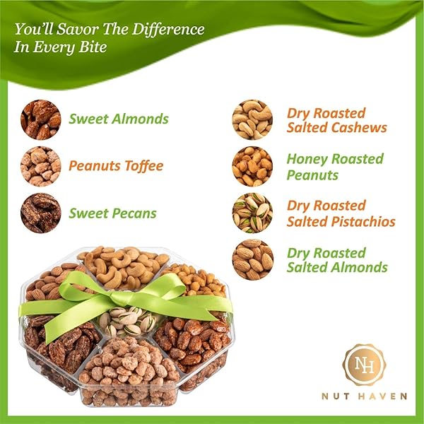 FATHERS DAY NUTS GIFT BASKET – ASSORTMENT OF SWEET & ROASTED SALTED GOURMET NUTS – ASSORTED FOOD GIFT BOX FOR HUSBAND, DAD, HIM, FATHERS DAY, FAMILY, SYMPATHY, MEN & WOMEN.