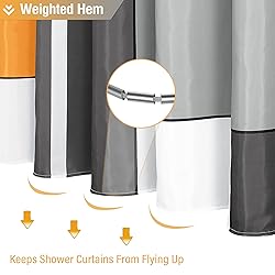 BTTN Orange Fabric Shower Curtain, Modern Geometric