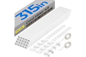 Delamu Cable Hider, 315in Cord Covers for Wires on Wall, One-Cord Cord Hider, Paintable Wire Hiders Wire Covers for Cords, Cable Management for Hiding 1-2 Small Wires, 20x L15.7 W0.59 H0.40in, White