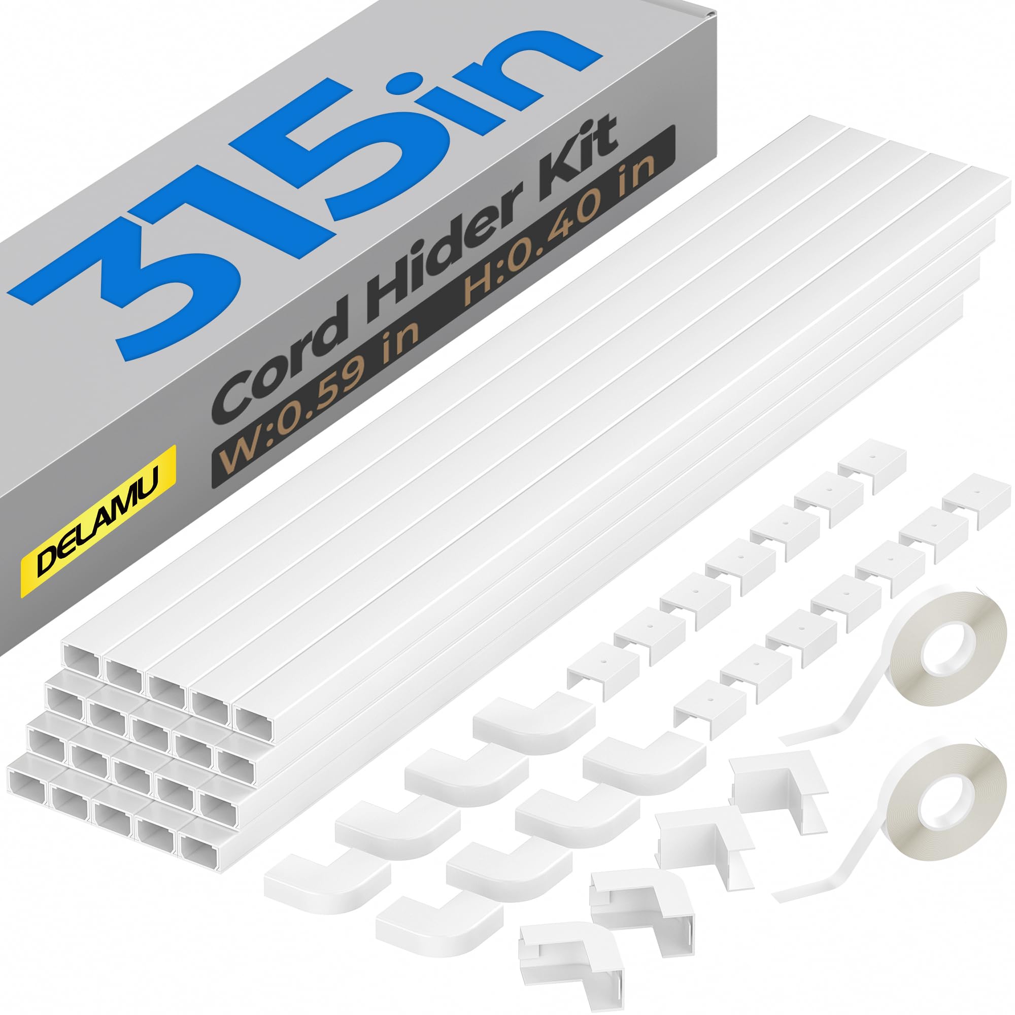 Photo 1 of Delamu Cable Hider, 315in Cord Covers for Wires on Wall, One-Cord Cord Hider, Paintable Wire Hiders Wire Covers for Cords, Cable Management for Hiding 1-2 Small Wires, 20x L15.7 W0.59 H0.40in, White