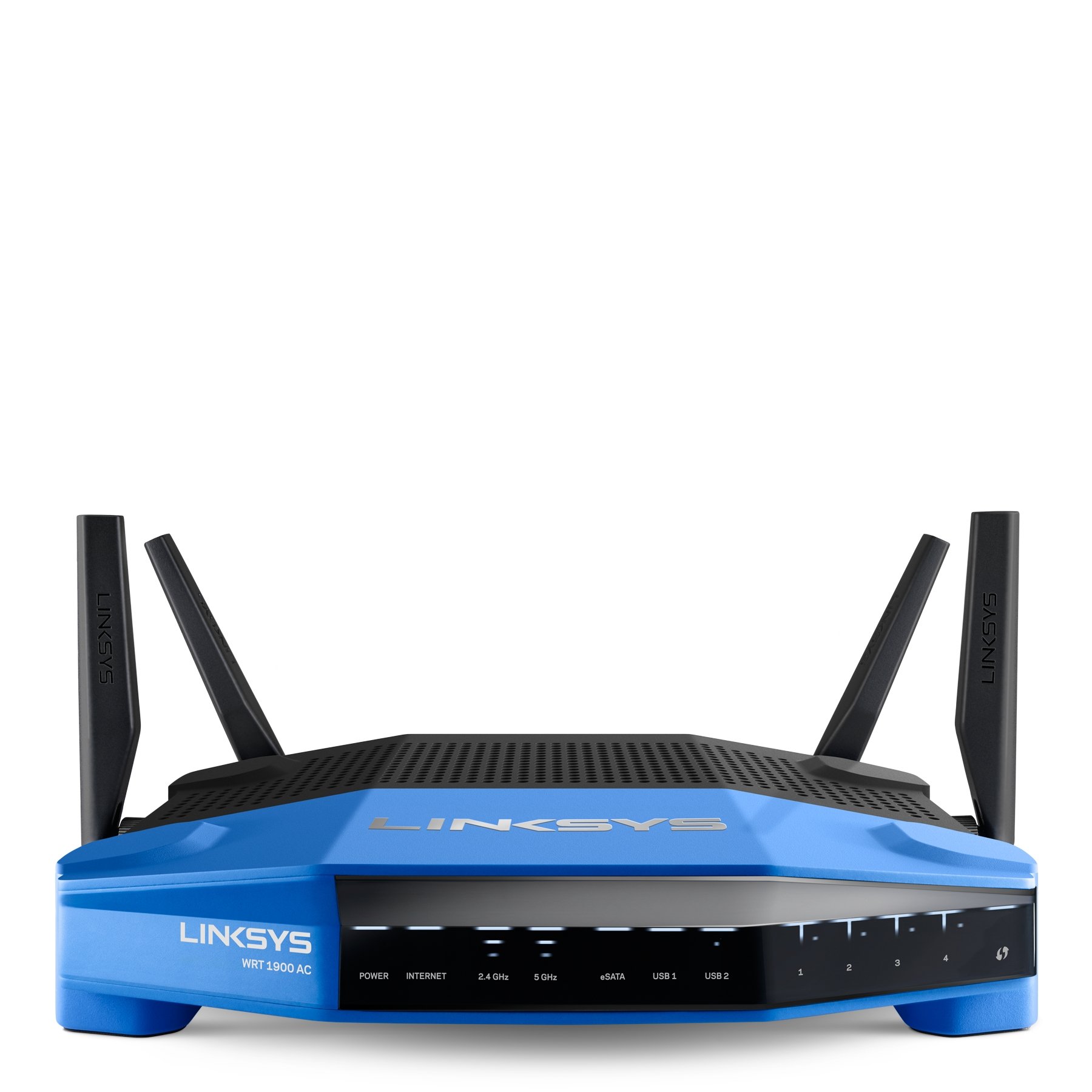 Linksys WRT1900AC Dual Band AC1900 Gigabit Smart WiFi Router (1.2Ghz Processor, 128mb Flash, 256 DDR3 RAM, USB 3.0, eSATA, 4 x Ethernet) - Open Source Ready
