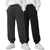 LessonZoo 2 Pack Boys' Joggers Sweatpants with Elastic Drawstring, A Back Pockets Athletic Pants for Kids 5T-14 Years