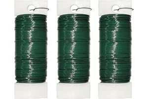 ROERLIEN 22 Gauge Green Floral Wire 3 Pack 114 Yards Flexible Paddle Wire for Christmas Wreath Tree,Crafts,Garland and Floral Arrangements (3,Green, 114 Yards)