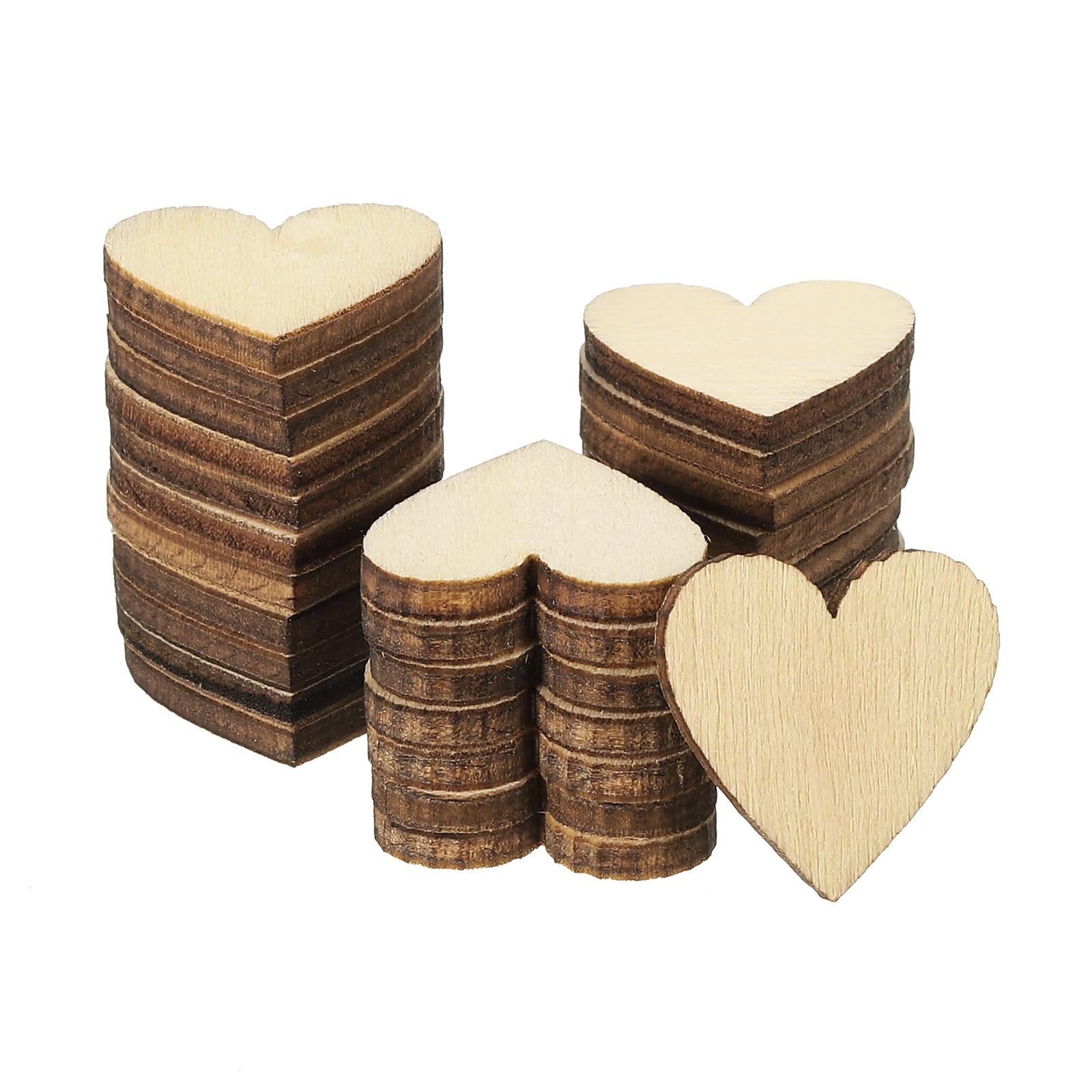 PATIKIL 20mm Wooden Hearts, 200 Pack Unfinished Wood Hearts Blank Wooden Cutouts Ornaments Natural Wood Pieces for Christmas Party Craft Projects