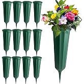 12 Pack Memorial Flower Vase Plastic Cemetery Vases with Spikes Cemetery Decorations for Grave Decorations for Cemetery Vases for Flowers Plastic Flowers for Grave Vase