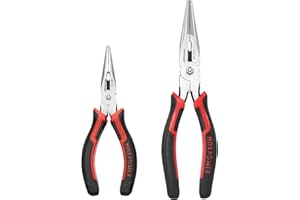 MAXPOWER 8" & 6" Soft Grip Needle Nose Pliers Set with Wire Cutter - 2 Pack