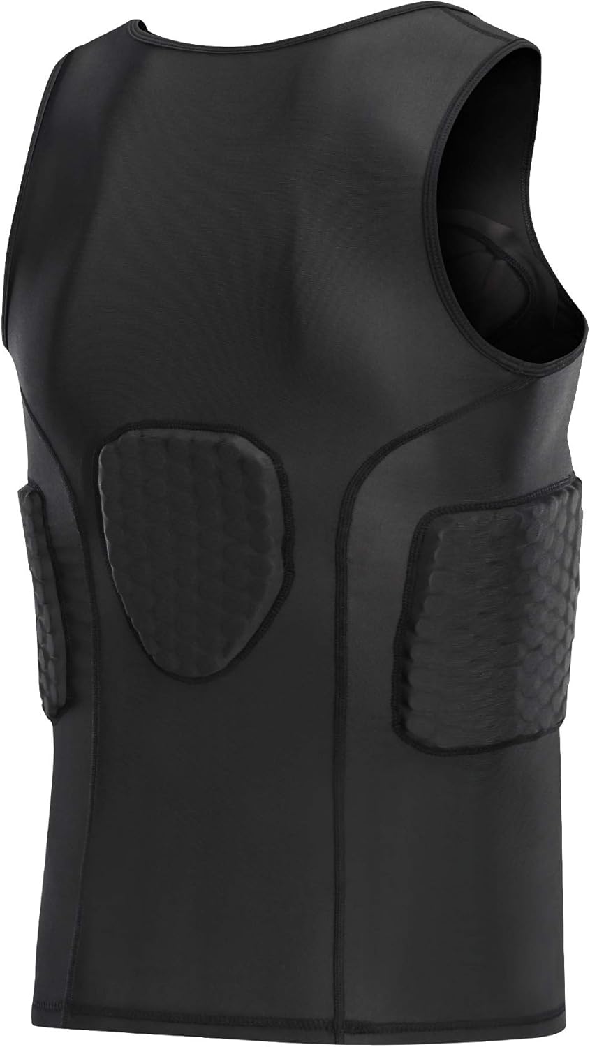 TUOY Men's Padded Compression Tank 4 Pad Protective Underwear for Football Basketball Black : Sports & Outdoors