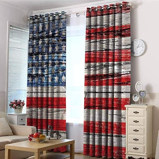 Amazon Com Ewaskyonline Grommet Curtains Rustic American Usa Flag