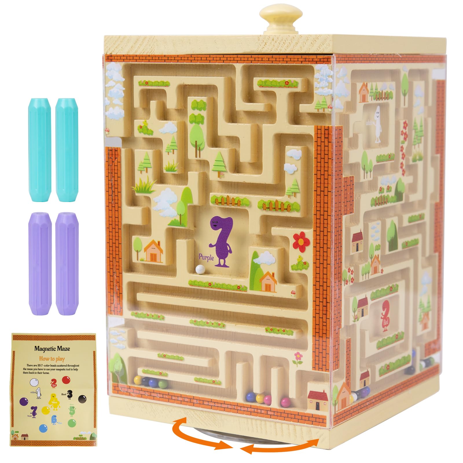 Photo 1 of ***MISSING PARTS***
Magnetic Maze,Color and Number Maze,Wooden Magnetic Game Can Rotate 360° to Play,Fine Motor Skills