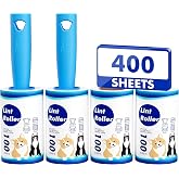 400 Sheets Lint Rollers for Pet Hair Extra Sticky, 2 Handles, 4 Rollers | Easy to Peel, Home Cleaning, Lint Remover for Clothes, Furniture, Couch, Car Seats, Designed for Pet Owners