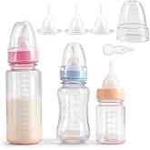 Pet Feeding Bottle Set - Anti Choking Puppy &amp; Kitten Nursing Bottle Kit (5oz, 4oz, 2oz) with 3 Silicone Nipples - Milk Feeder for Newborn Kittens, Puppies &amp; Small Animals
