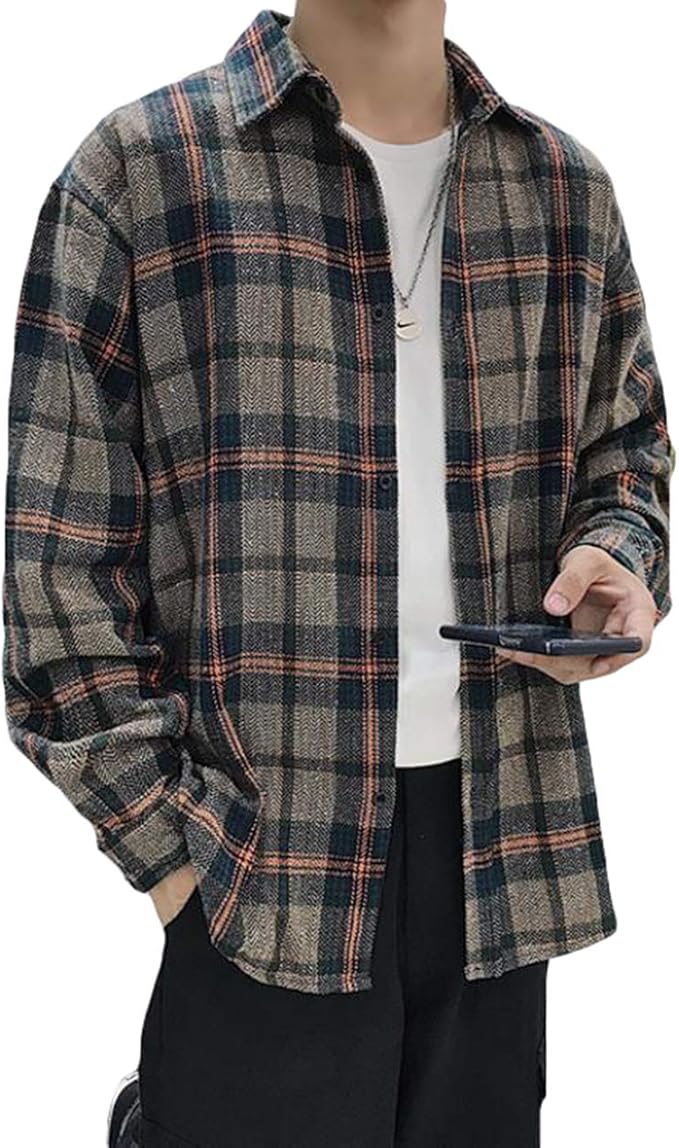 Amazon [Ksila]チェックシャツ メンズ 長袖 ネルシャツ ファッション