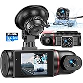 Kussla Dash Cam Front and Rear Inside Camera, 1080P 3 Channel Dashcams for Cars with 64GB Card, Super Night Vision Dashcam, C