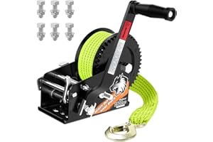 TRUQUAL 3500lbs Boat Winches for Trailers-Heavy Duty Trailer Hand Winch with 33 Ft Strap, 2-Way Ratchet&Ratio 4:1/8:1 Gear, Portable Boat Crank Winch for Trailer, Towing Truck, ATV, RV(Green)