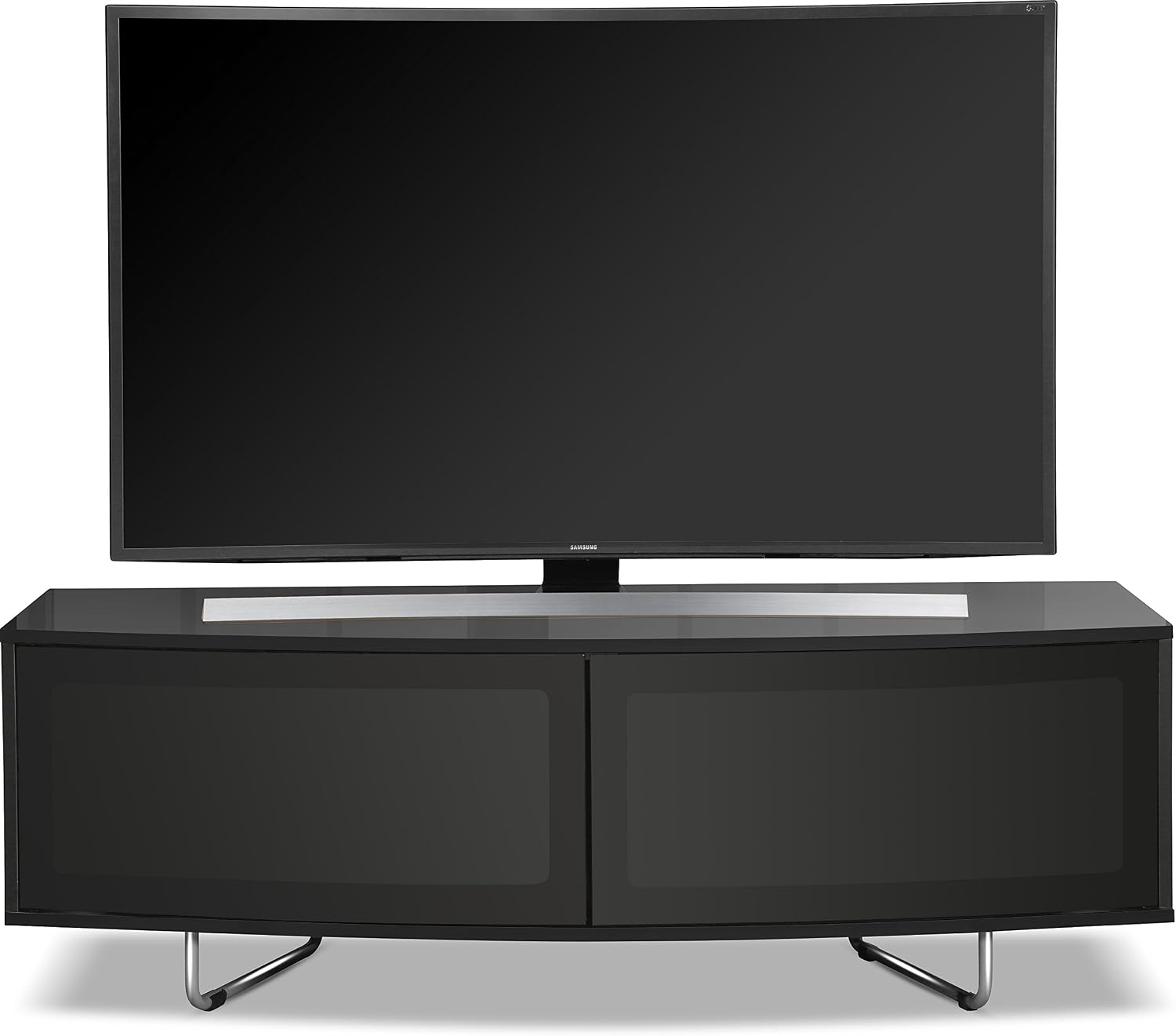 Centurion Supports Caru Gloss Black Beam-Thru Remote Friendly Super-Contemporary D Shape Design 32"-65" LED/OLED/LCD TV Cabinet - Image 3