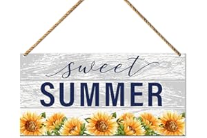 QVUXZ Hello Summer Sign Decor for Front Door, Sweet Summer, Summer Sunflower Welcome Sign for Home Porch Decor Kitchen Dining Room Wall Art Summer Decoration for Home Office Bedroom Outdoor