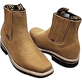 Dona Michi Men Genuine Leather Square Toe Short Ankle Boots Handcrafted