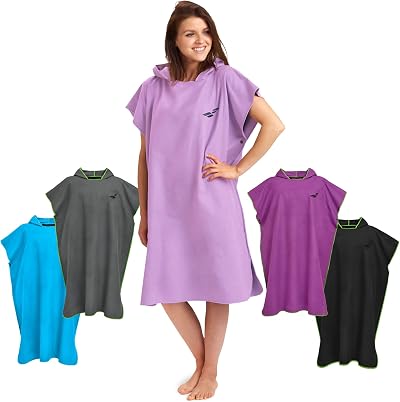 Fit-Flip Microfibre Changing Robe Lilac M Hooded Poncho Quick Dry