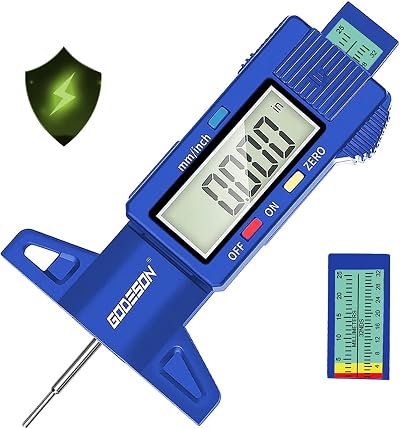 GODESON Blue Digital Tyre Tread Depth Gauge 0-25.4mm Large LCD UK