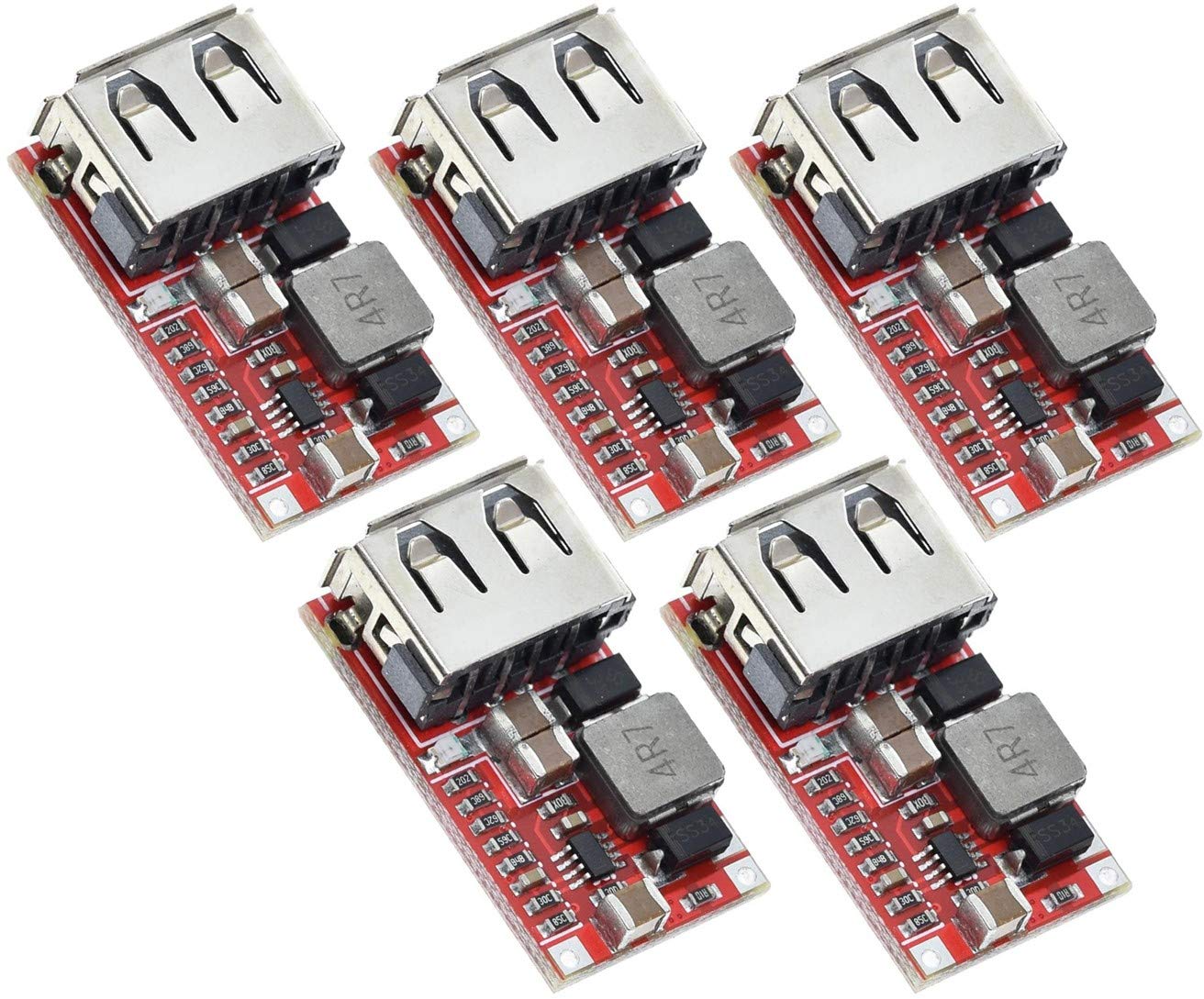 TECNOIOT 5pcs 6-24V 24V 12V to 5V USB Step Down Module DC-DC Converter