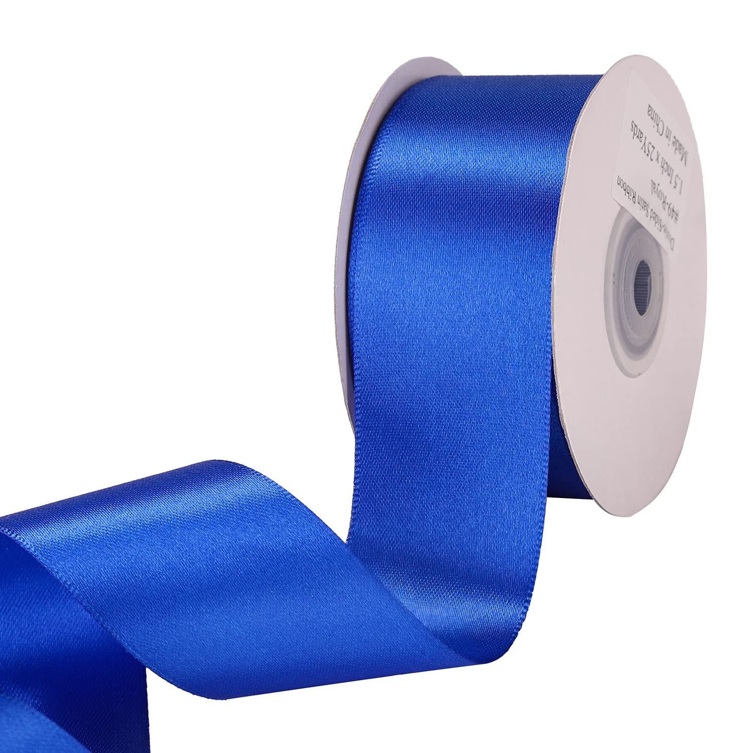 IHKFILAN Satin Ribbon in Royal Blue (38 mm x 22.86 m) Matt Shiny Gift Ribbon for Decorating & Crafts, Weddings, Christenings — image 1