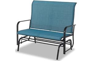 Sophia & William 2-Person Outdoor Glider Bench, Gliding Loveseat, Patio Glider Bench, All-Weather Resistant Textilene Fabric and Powder Coating Metal Frame