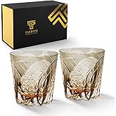 TAVRONI Old Fashioned Whiskey Glasses Edo Kiriko Whisky Glass - 11 Oz Hand Cut Wineware For Scotch, Bourbon, Liquor and Cocktail Drinks - Great Whiskey Gifts In Gift Carton (2 Pack)