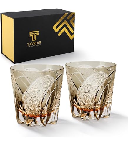 Amazon.com | TAVRONI Edo Style Kiriko Whiskey Glasses Set of 2