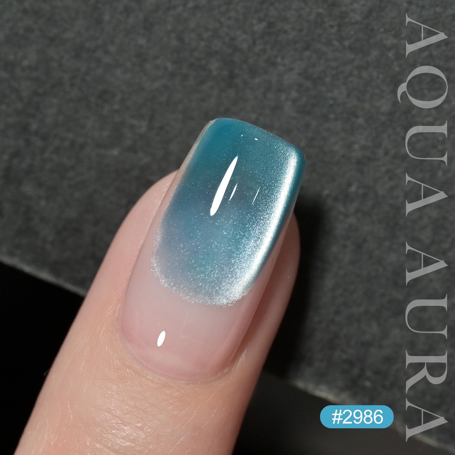 GAOY Jelly Blue Cat Eye Gel Nail Polish, 16ml Glitter Holographic Nail Polish with Magnet, Reflective Translucent UV Gel, 2986 Aqua Aura - Image 4