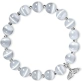 pcgaga Natural Crystal Stretch Bracelet Heart Healing Crystals for Women Friends Beaded Jewellery Bracelet Love Charm Valentines Gift for Her