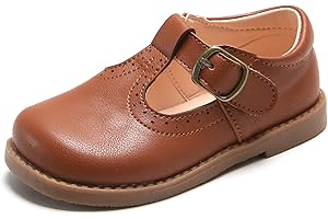 Girls School T-Strap Uniform Dress Shoes Oxford Leather Flats (Toddler/Little Kid)
