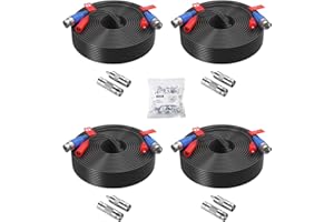 ZOSI 4 Pack Security Camera Cable,100FT 30M 4K 8MP 5MP 1080P All-in-One CCTV Video Power Wire BNC RCA Cord Cable for Security