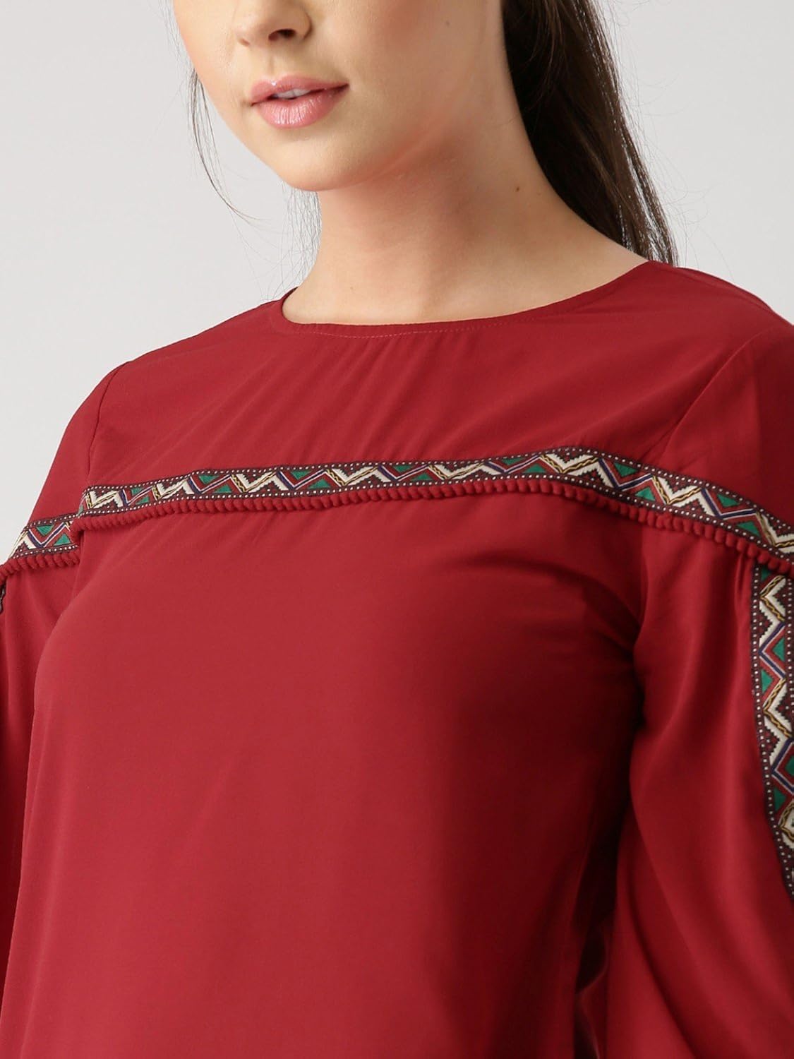 marie claire women's top (mc628--s, brown, small)