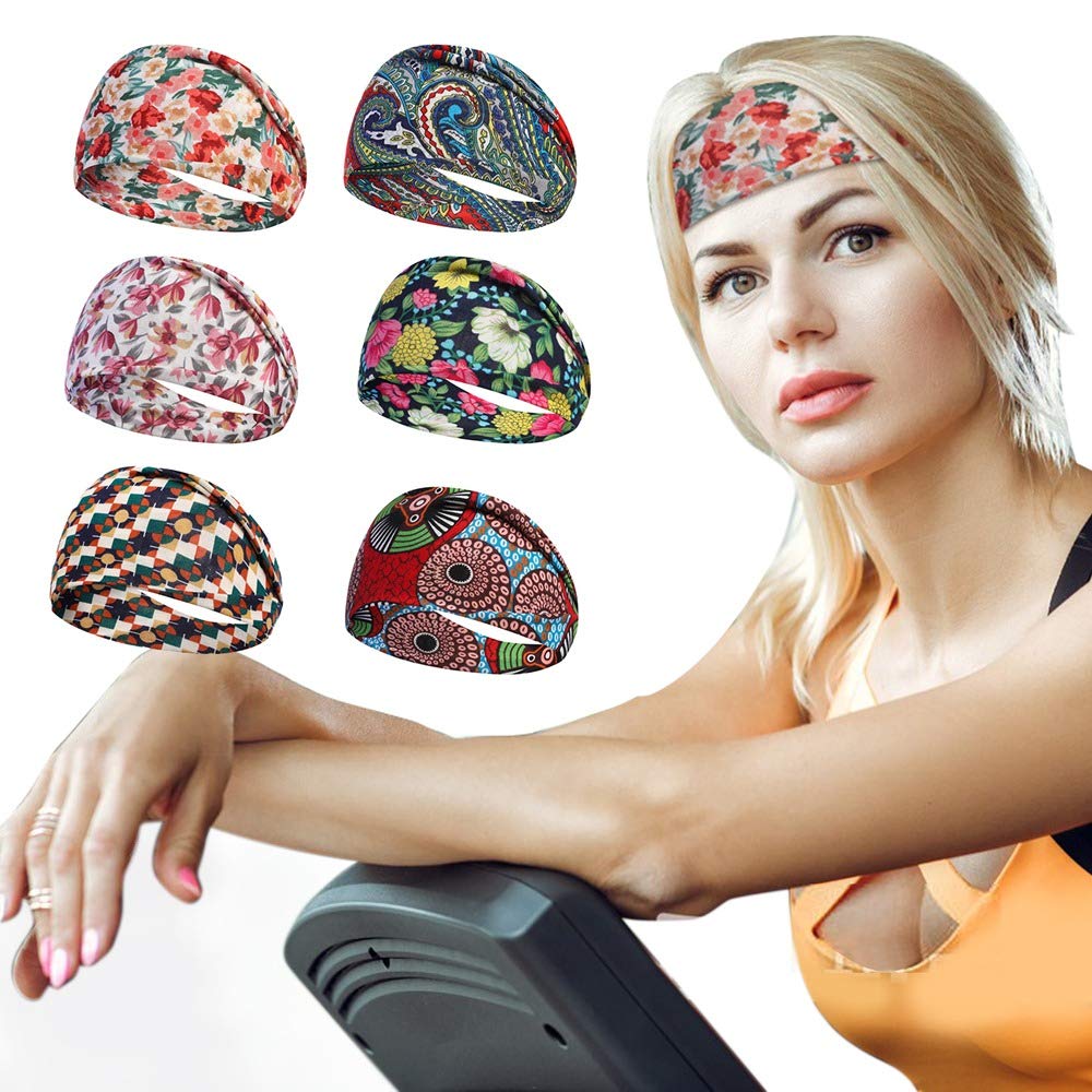 Girzzur fashion headbands for women-(6 Pack) yoga running headbands for women nonslip of wide boho Face washing makeup cloth hair bands : Beauty